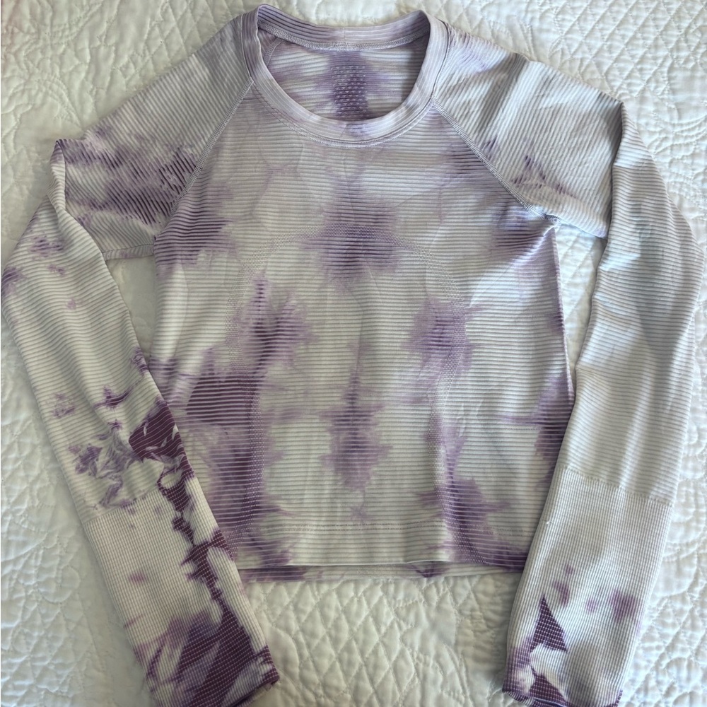 White and Purple Tie Die Long Sleeve Swiftly Tech | Size 4